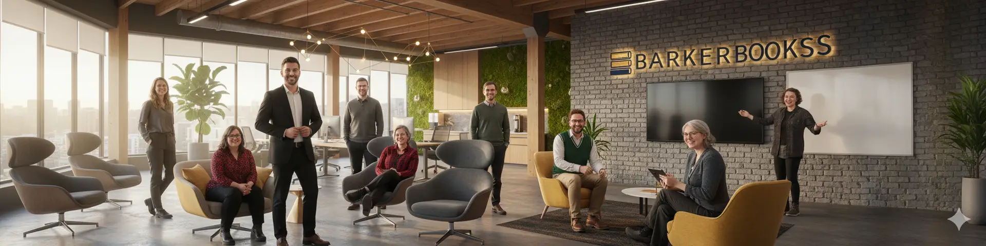 Editorial team working at Barker Books office